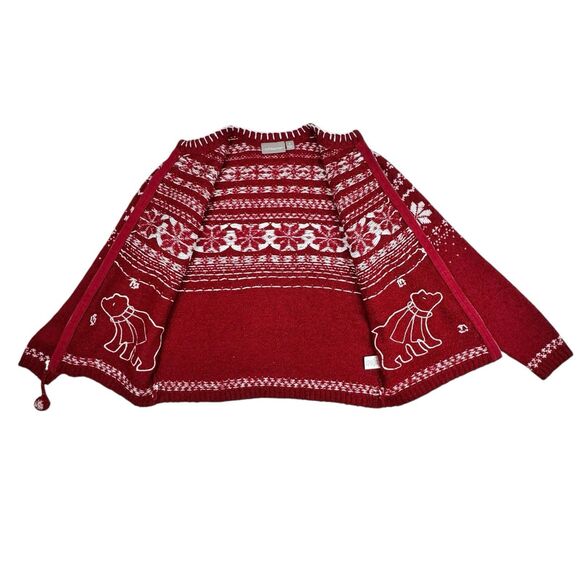 Croft & Barrow Christmas Holiday Sweater S Red Polar Bear Snowflake Silk Wool - Picture 9 of 16